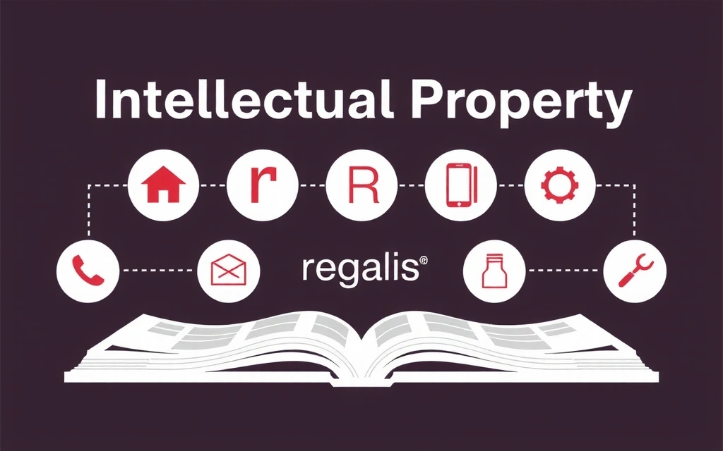 Ilustrație cu simboluri de proprietate intelectuală și drepturi de autor Regalisbf